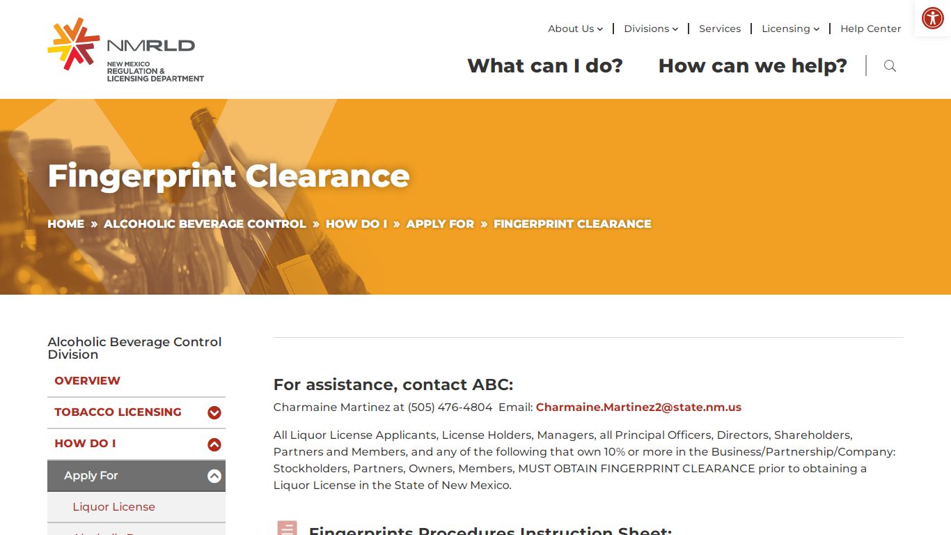 Fingerprint Clearance - NM RLD